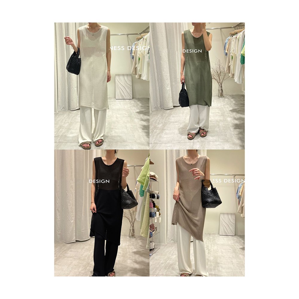 Direct Supply Linen Cotton Sleeveless Knit Dress Hollow Out Women's Casual Dress