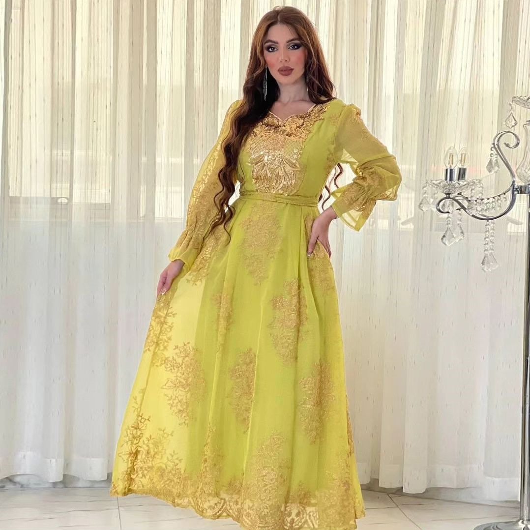 TM102New Eid Embroidery dinner dresses women party dress casual dresses women lady elegant
