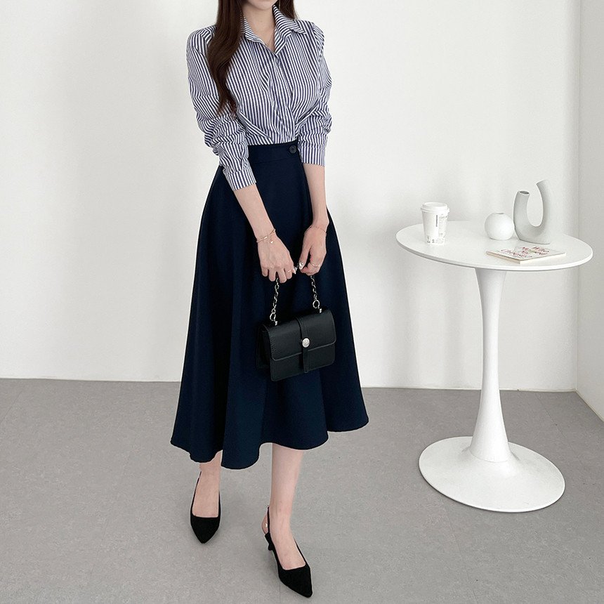 Korean Dress Elegant Casual Light Cooked Niche A Button Design Sense Temperament Fashion High-Waisted Womens High Quality Dress