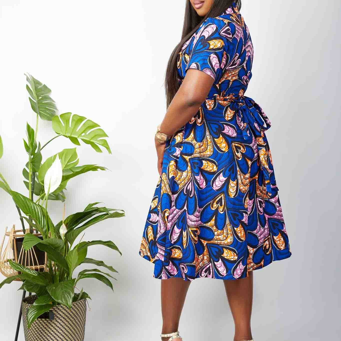 Wholesale Sexy Casual Tradit African Ankara Wax Print Midi Plus Size Dress For Women Clothing