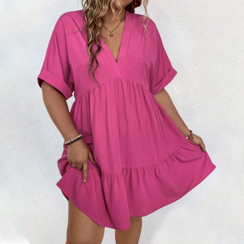 Hot sale Custom Short Sleeves Dress Summer Oversize Casual Dress Short Sleeved Aline Pleated Skirt Casual Dress