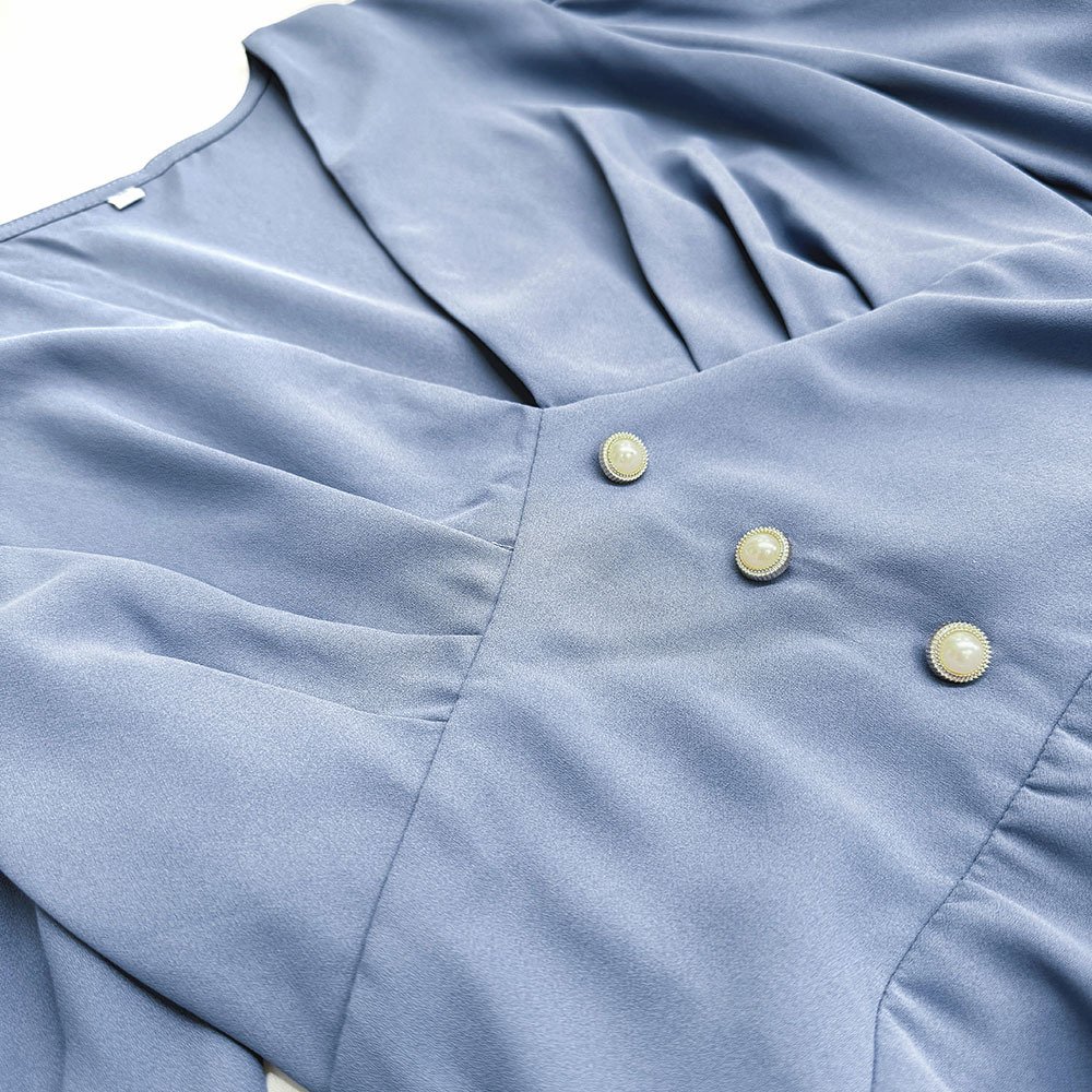 Enyami Best Chiffon Dress Women Office Ladies Lady Elegant Solid Puff Long Sleeve Waist Slim A-Line Dress Elegant Casual Dresses