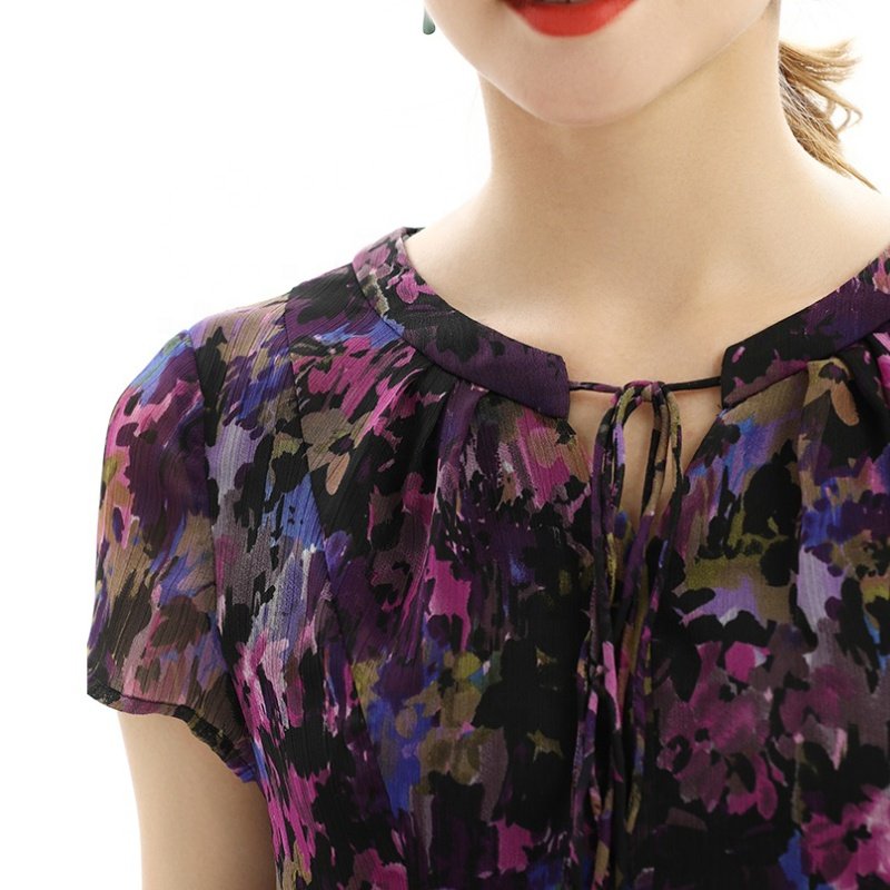 D028 custom odm oem low moq Summer High Quality Fashion Elegant Print Pleat Formal maxi Casual Dress factory for women