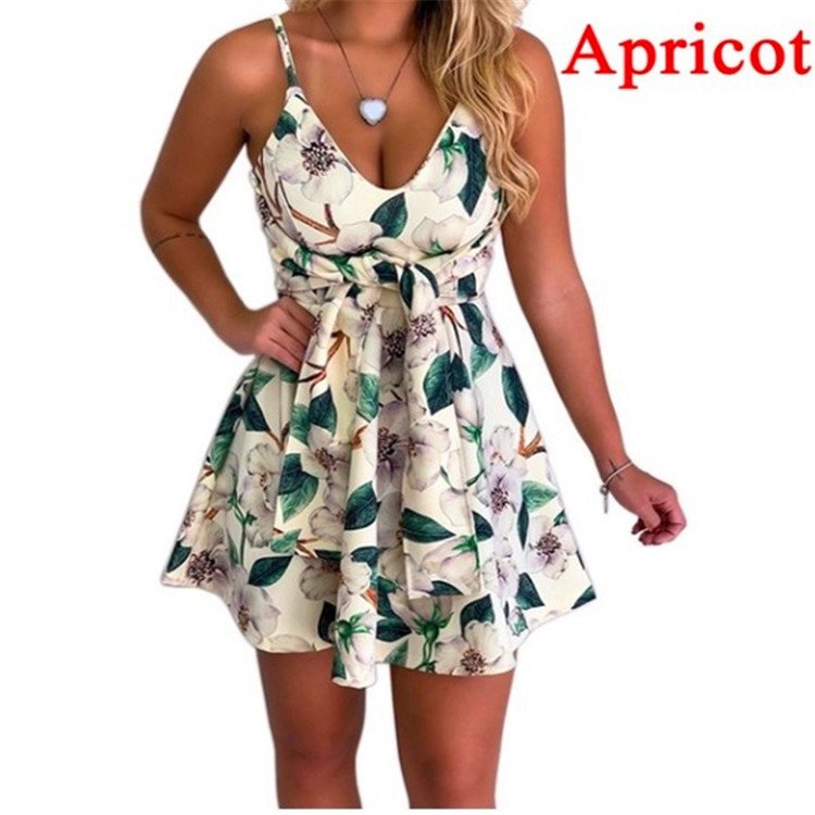 Hot Design Bodycon Ruffle Women Fashion Dress V-neck Strapless Sleeveless Printing Floral Lady Dress