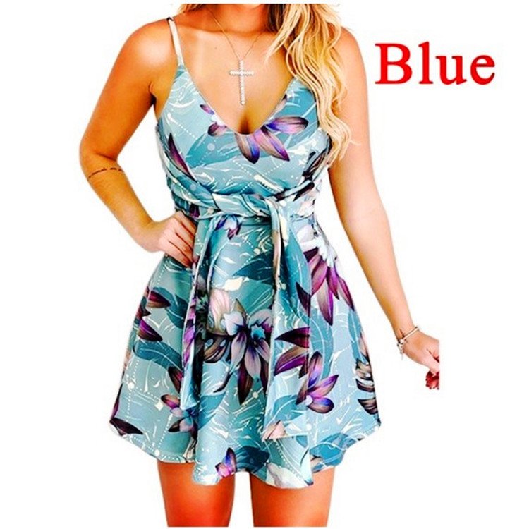 Hot Design Bodycon Ruffle Women Fashion Dress V-neck Strapless Sleeveless Printing Floral Lady Dress