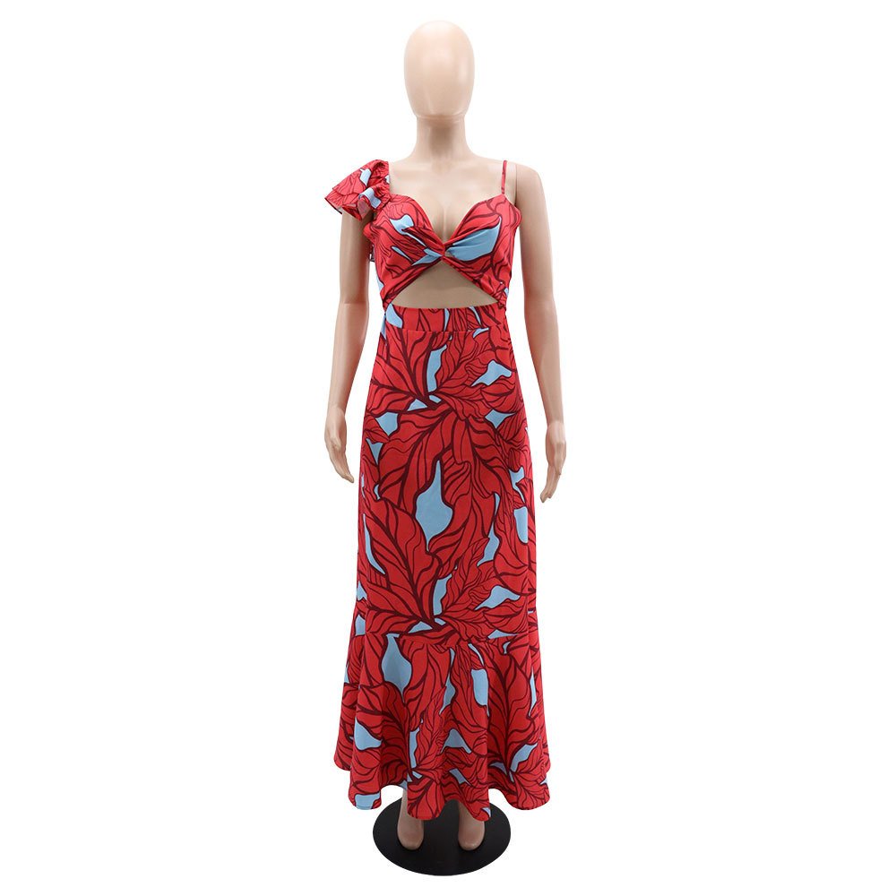 Elegant Women Sexy Floral Print Maxi Dress Clothing Fashionable Custom Oem Casual Summer Dresses