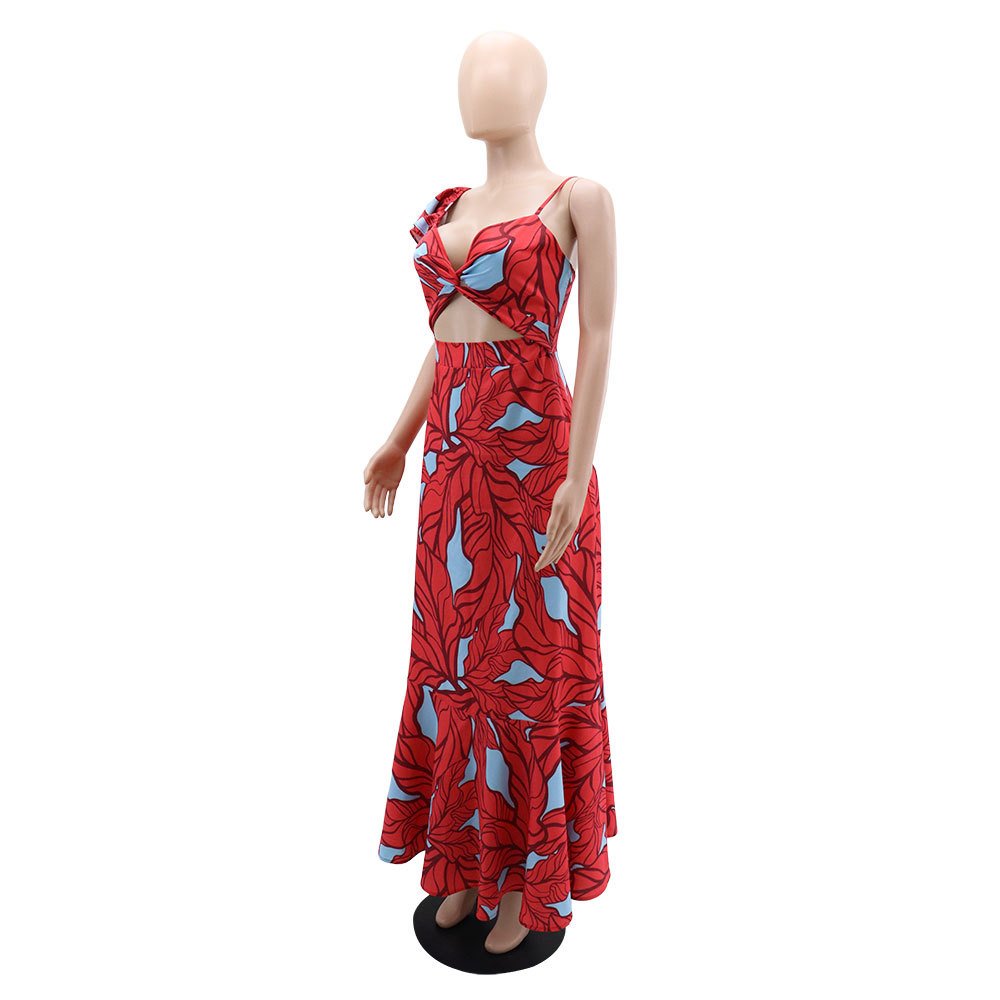 Elegant Women Sexy Floral Print Maxi Dress Clothing Fashionable Custom Oem Casual Summer Dresses