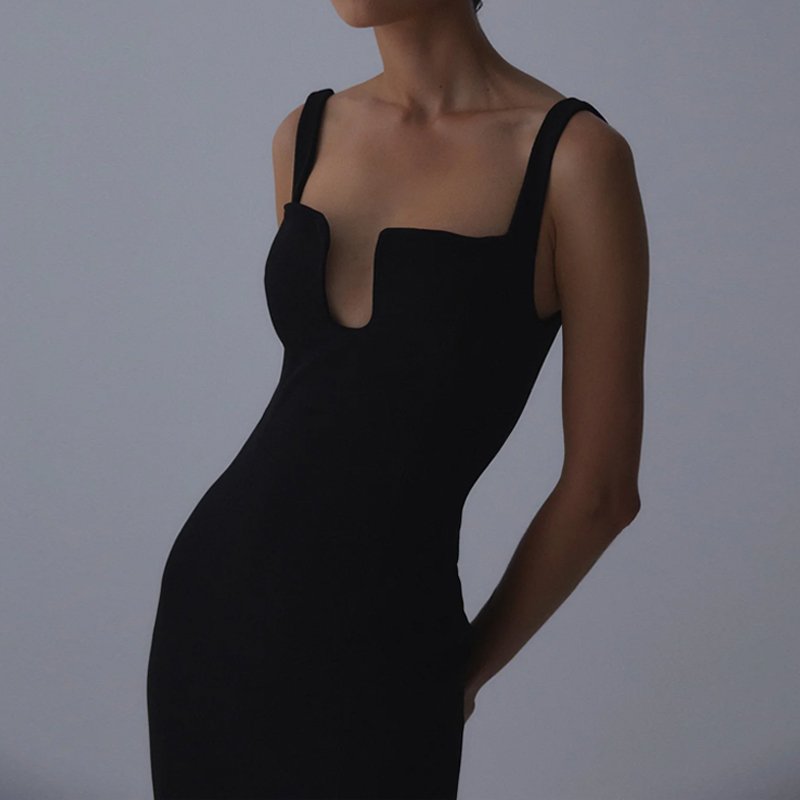 Customized Styles Women Dresses High Waist Elegant Side Split Zipper Back Slim Dress