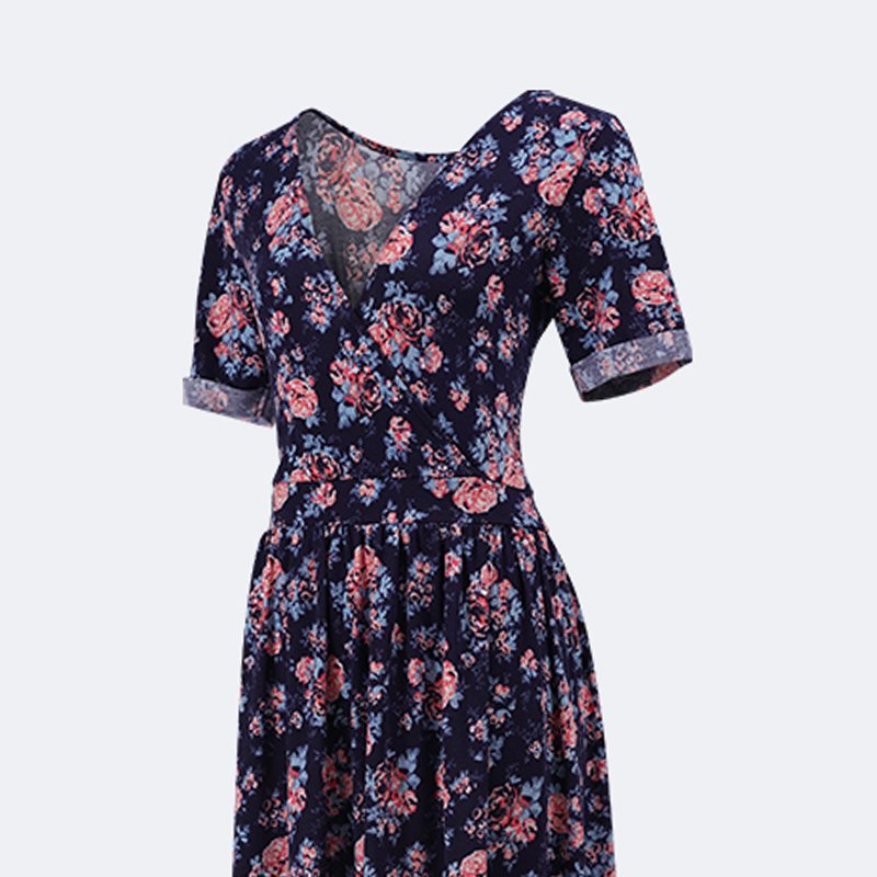 New Casual Ladies Fashion Sexy V Neck Printed Corset Floral Dress Ladies Elegant Long Dress