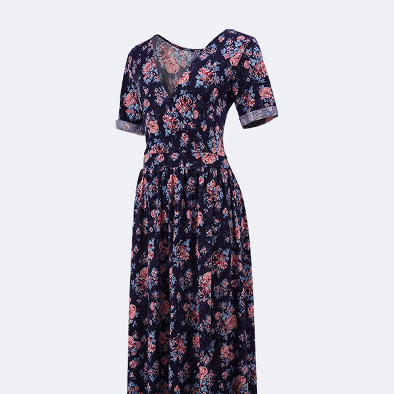 New Casual Ladies Fashion Sexy V Neck Printed Corset Floral Dress Ladies Elegant Long Dress