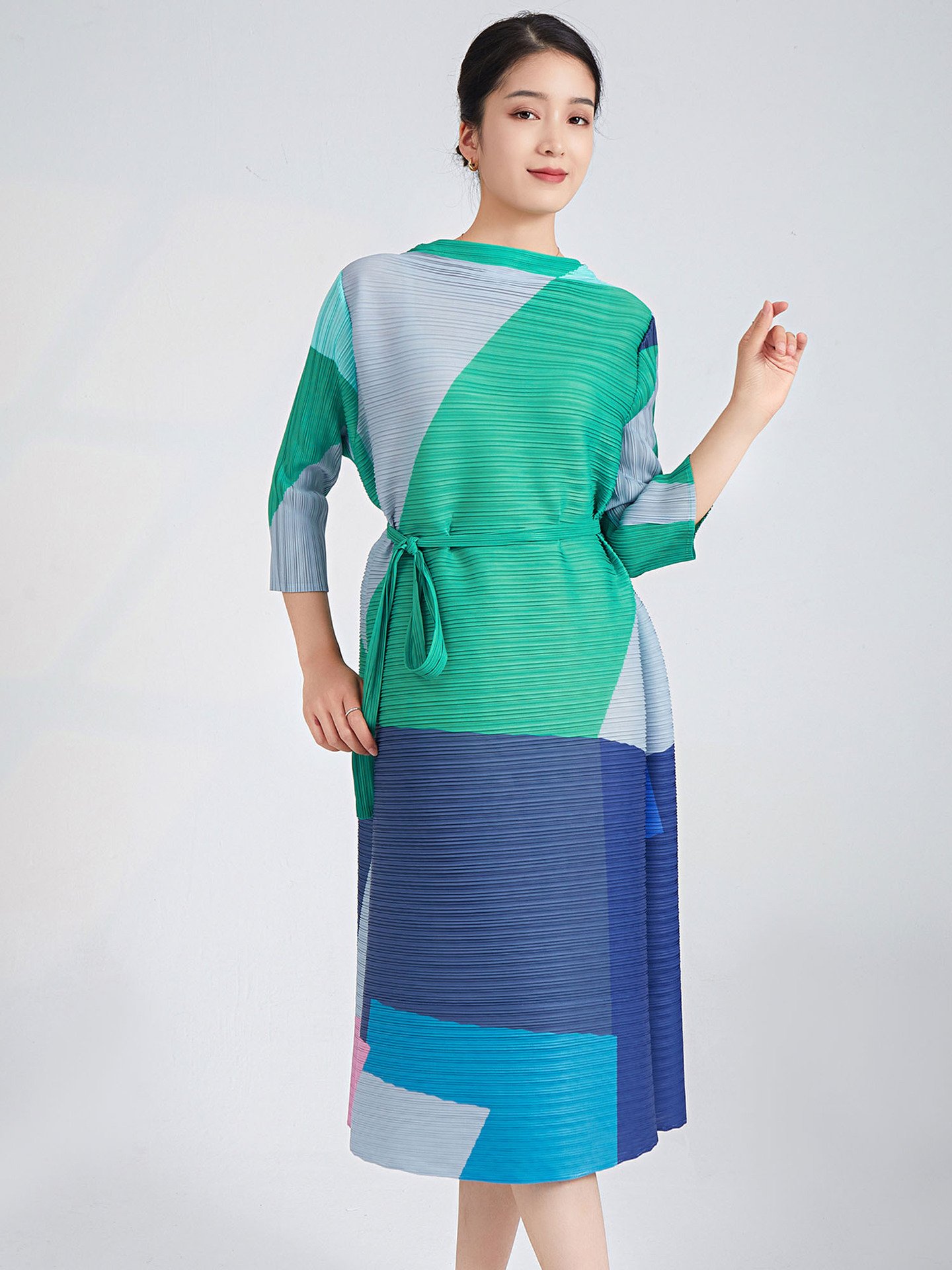 2023 New Miyake Clothing Factory Pleated Dresses Women Printed Plus Size Summer Casual Women Fashion Dress