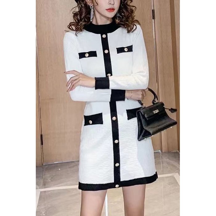 Celebrity Party Bodycon Dress Knitwear Dress Mini Casual Dresses Natural Polyester TWEED High Quality Short Sleeved Female Women