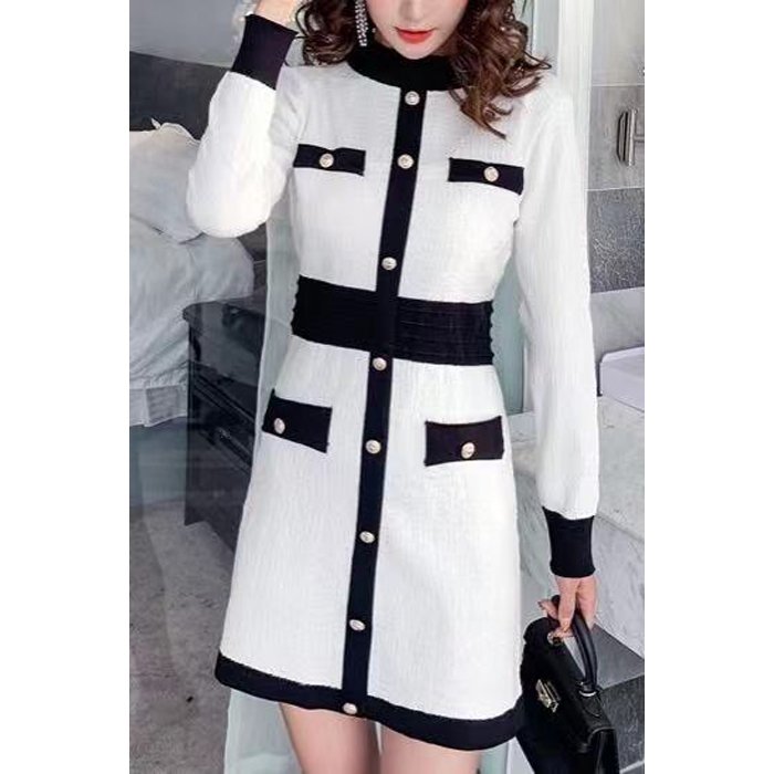 Celebrity Party Bodycon Dress Knitwear Dress Mini Casual Dresses Natural Polyester TWEED High Quality Short Sleeved Female Women