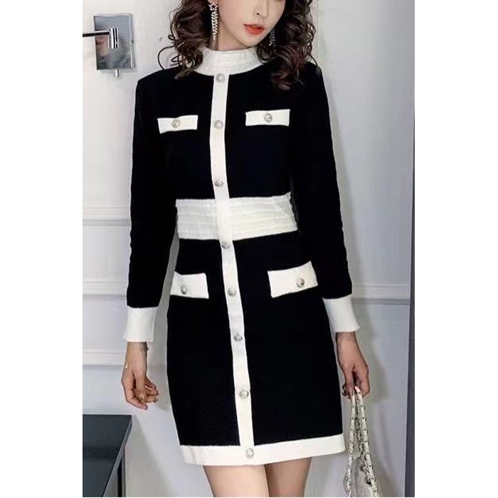 Celebrity Party Bodycon Dress Knitwear Dress Mini Casual Dresses Natural Polyester TWEED High Quality Short Sleeved Female Women