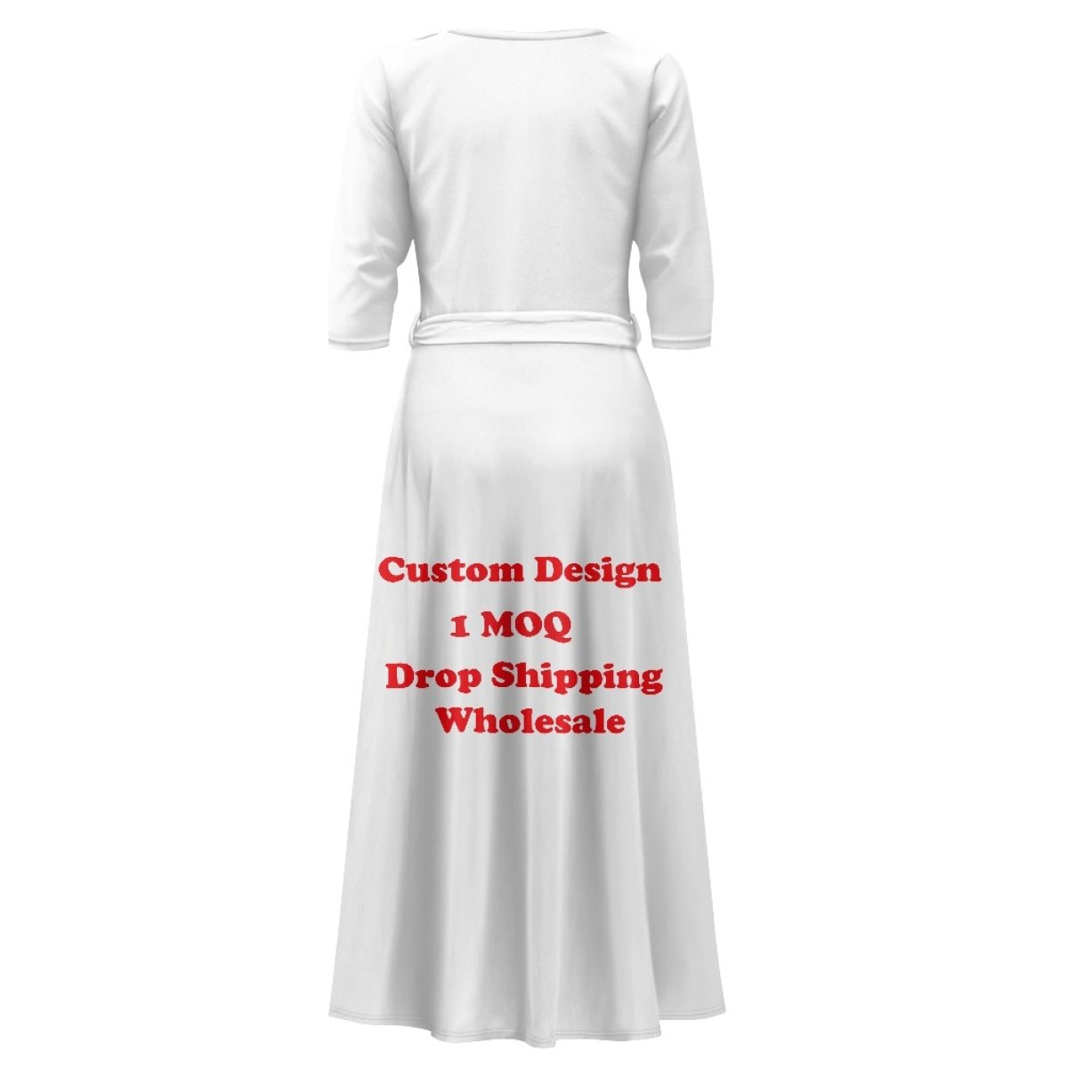 New Design Custom Classic Fashion Loose Large Size V-Neck Maxi Women Dress Print On Demand Women's Casual Dresses