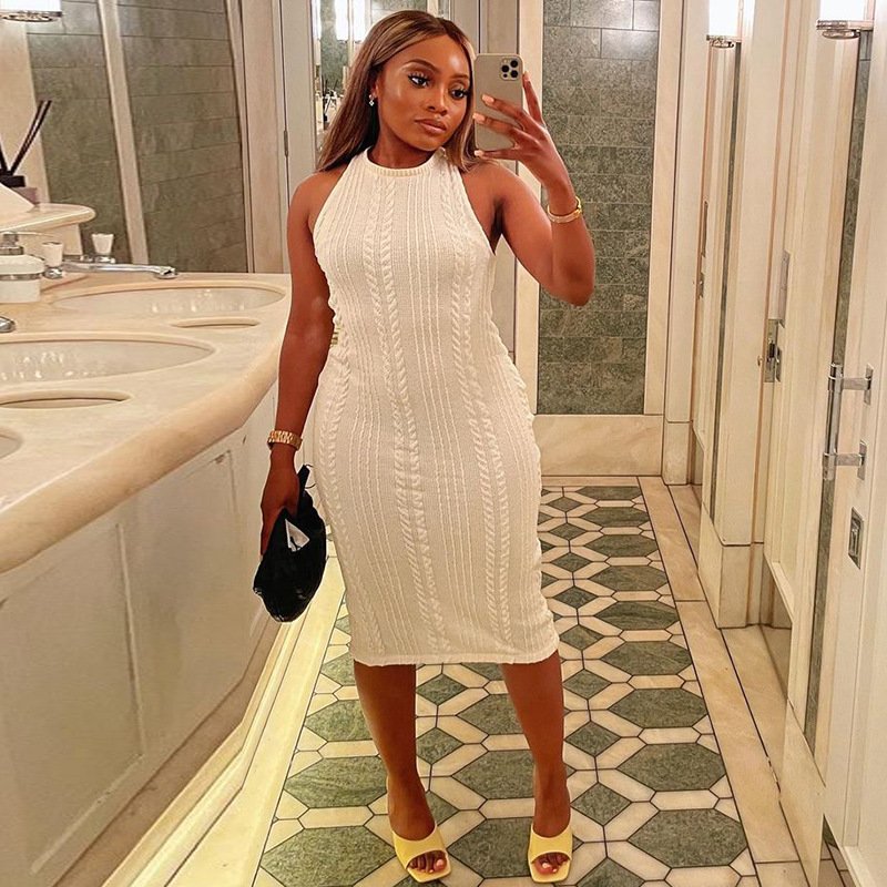 2024 Round Neck Women Sleeveless Tight Long Dress Knitted Spring Summer Knitwear Bodycon Knitted Long Dresses