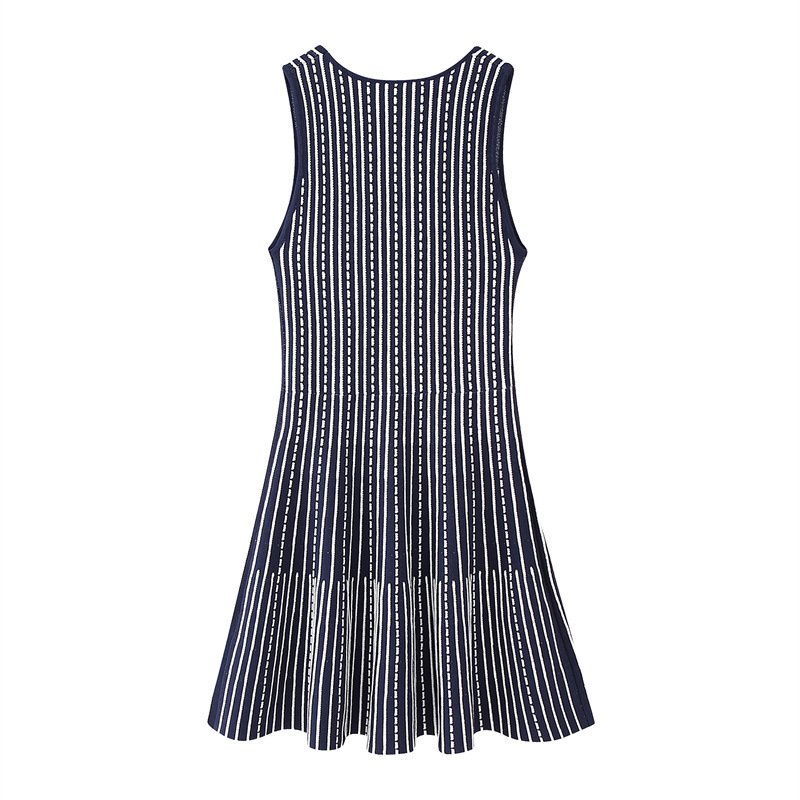 GX1065 Fashion boutique summer sleeveless sexy bodycon knitted dress striped ladies square neck elegant mini knit dresses