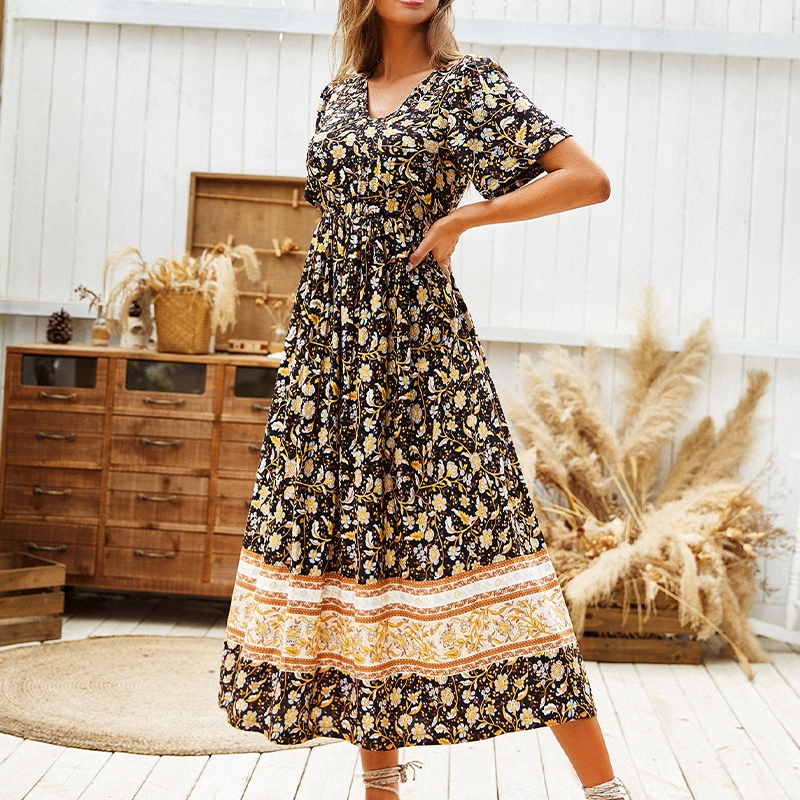 New Design Professional Casual Dresses Girls Long Arm Ropa Mujer Bales O-Neck Natural Waistline Sleeved Style Pattern Sashes