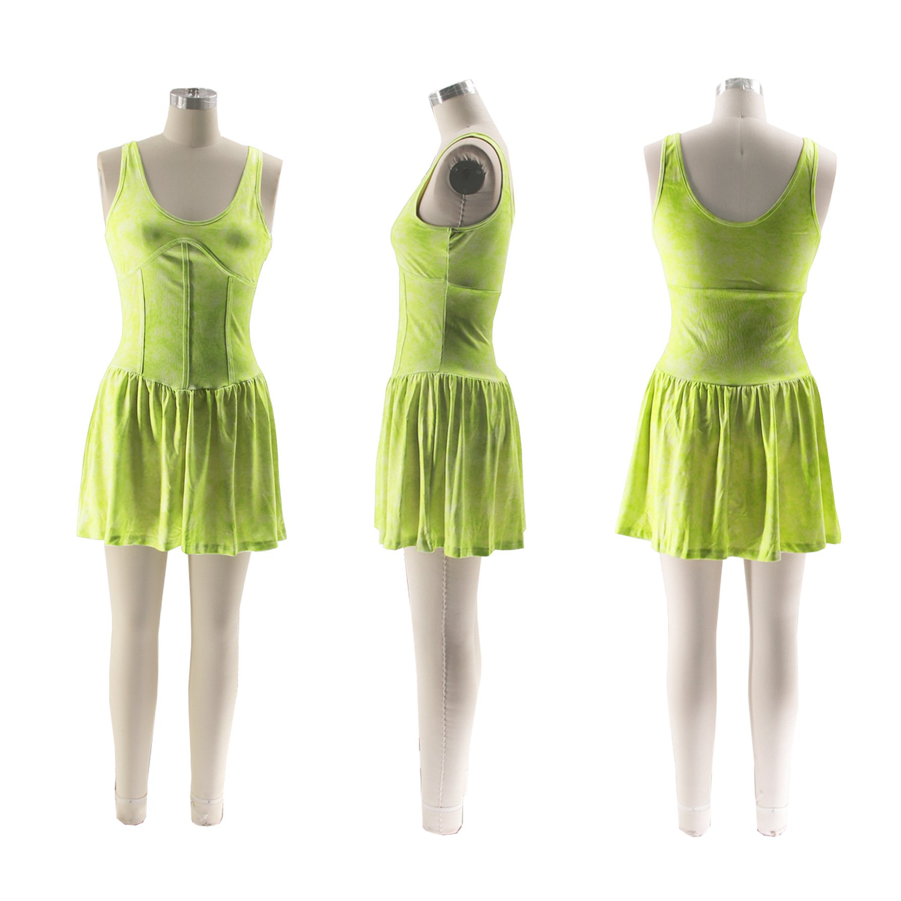 2024 New Summer Women printed patchwork Dresses Sleeveless Mini Dress For Ladies Strapless Fluffy High waist Mini Dress
