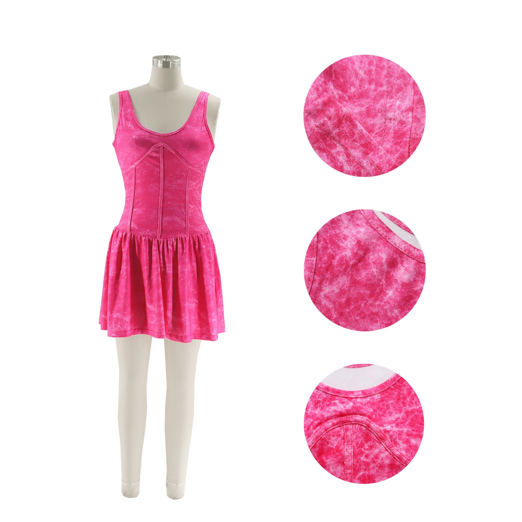 2024 New Summer Women printed patchwork Dresses Sleeveless Mini Dress For Ladies Strapless Fluffy High waist Mini Dress