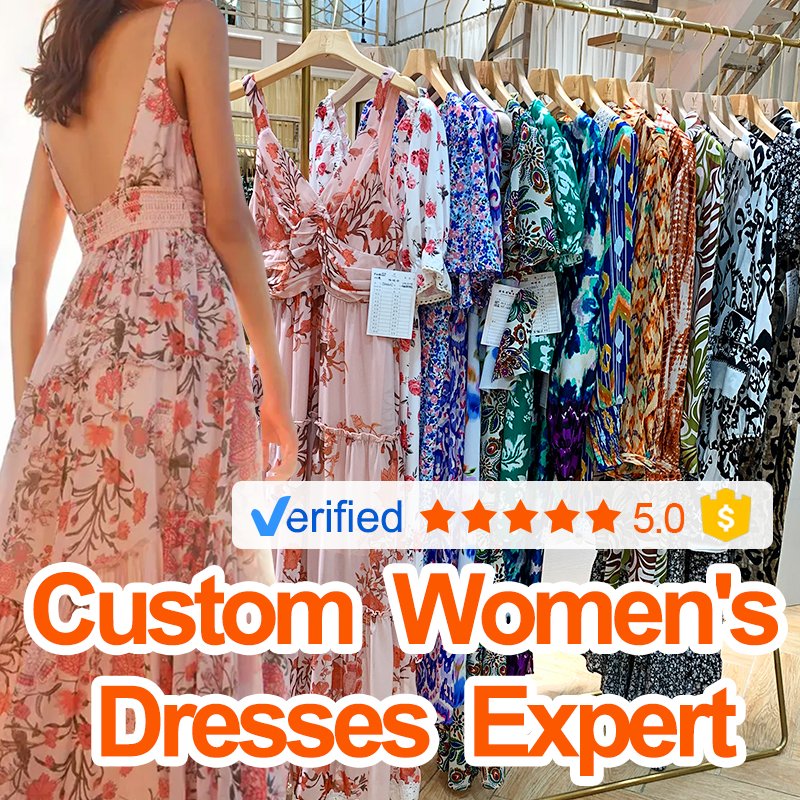 OEM New Fashion Linen Dress Supplier Women's Clothing Tropical Print Ruffle Elegant Dress Summer Long Women Casual Dresses