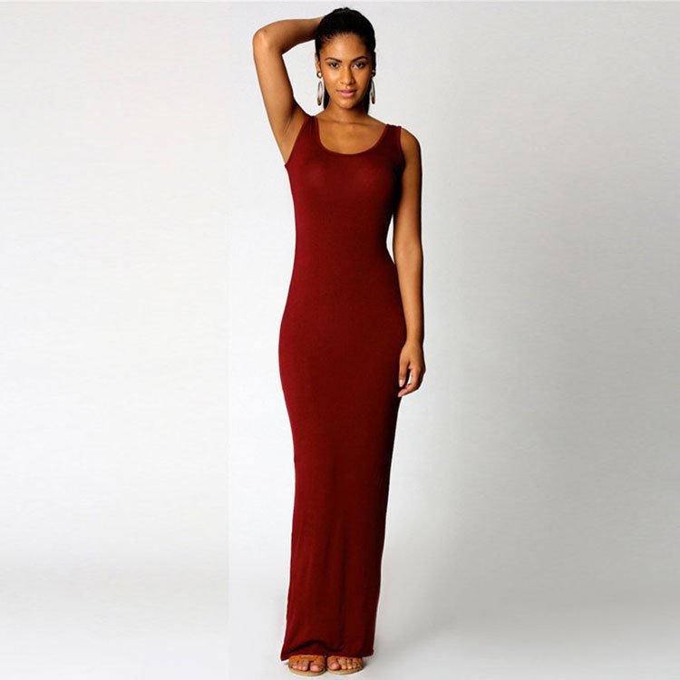 Wholesale New Summer Casual Dresses women Elegant Sexy Long Skirt Tight Pencil Women's Tank Maxi Dress