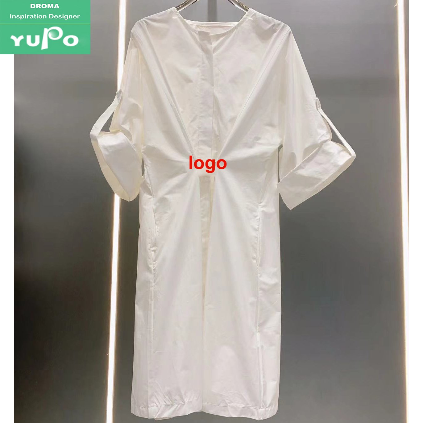 Droma inspired designer high fashion famous logo casual 2024 luxury denim dresses for women ladies with sashes