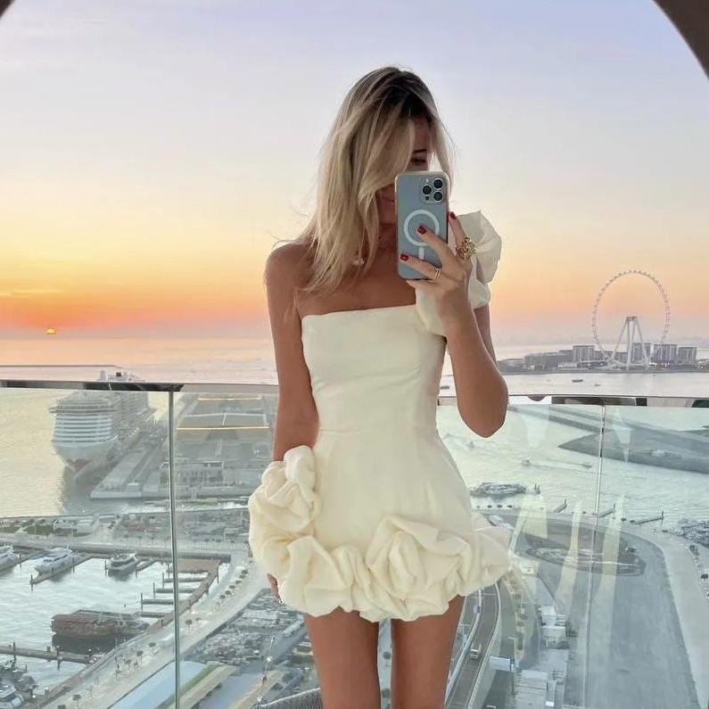 Ocstrade 2023 Women White Ruffle Tight Bandage Dress Tube Top Nightclub Sexy Dress Bag Hip Skirt Strapless Ruffle Casual Dresses