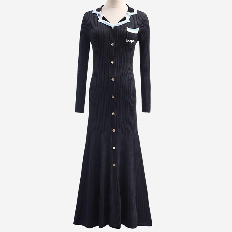 2024 New simple ruffle knitted dress casual slim V neck strap dress for women