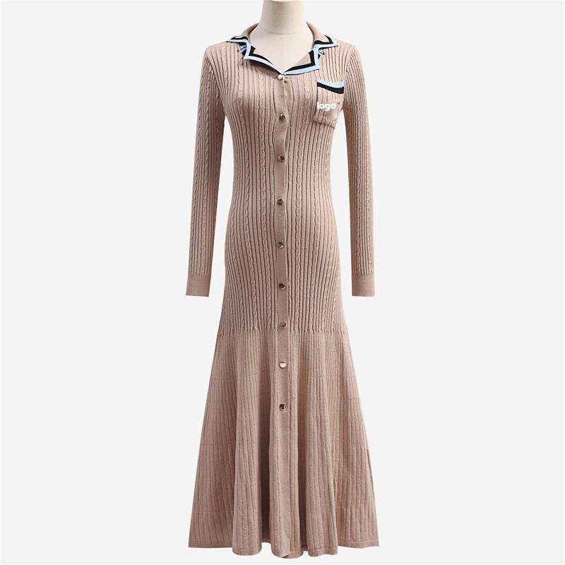 2024 New simple ruffle knitted dress casual slim V neck strap dress for women