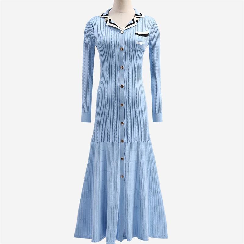 2024 New simple ruffle knitted dress casual slim V neck strap dress for women