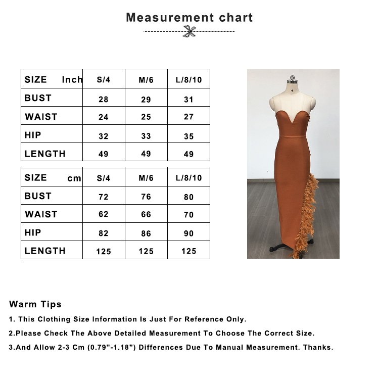 2024 Hot Selling Elegant Feather Strapless Evening Ball Gown Maxi Bandage Dresses for Women
