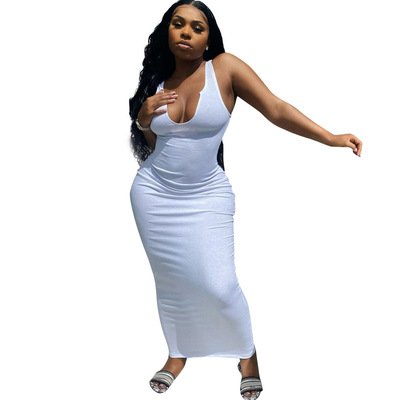 MD003 2021 Round Neck Sleeveless Bodycon Maxi Elegant Women Summer Party Long Casual Dress
