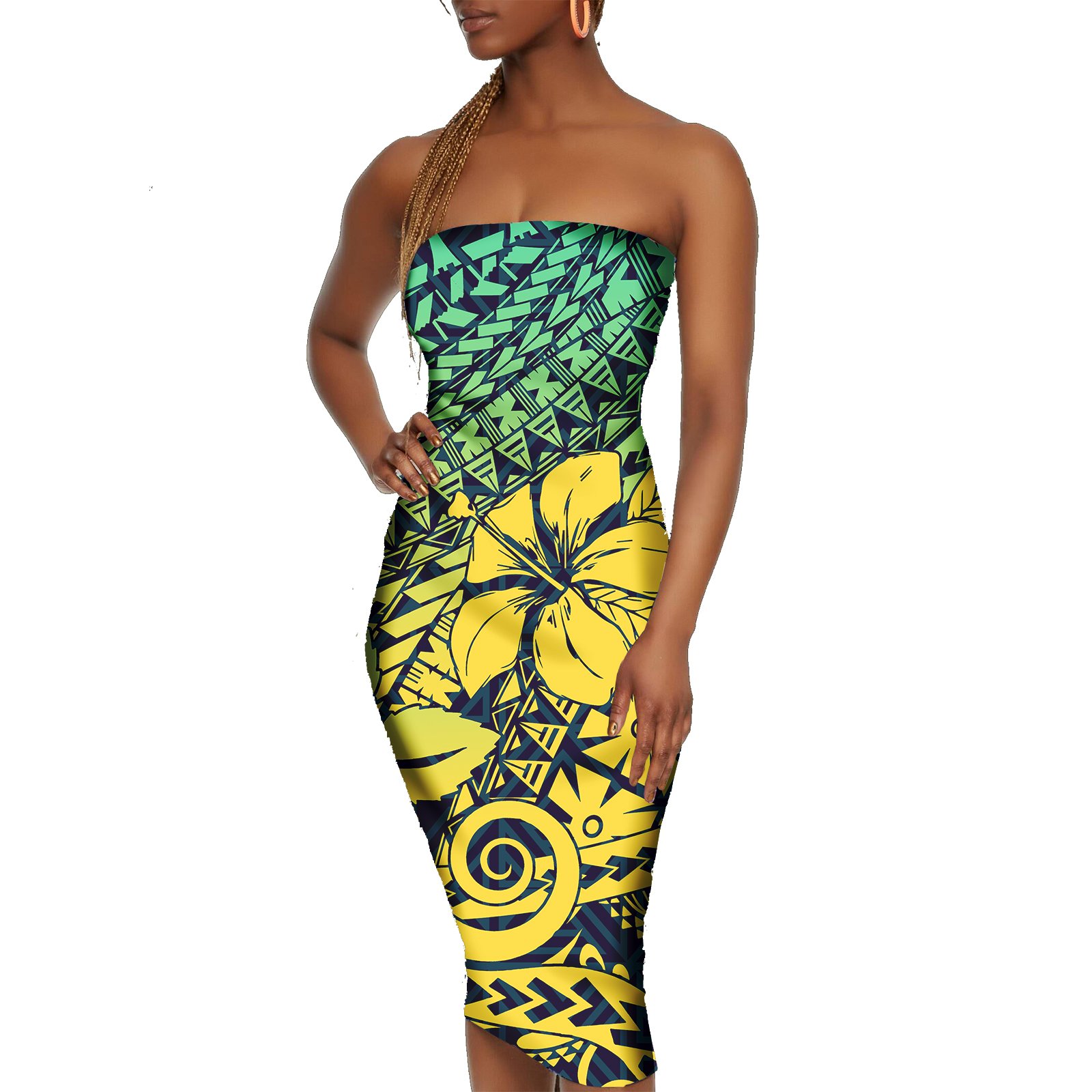 Elegant Hawaiian Tropical Flowers Dress Polynesian Hawaiian Samoan Tribal Print Womens Dresses Party Sexy Bodycon Dresses