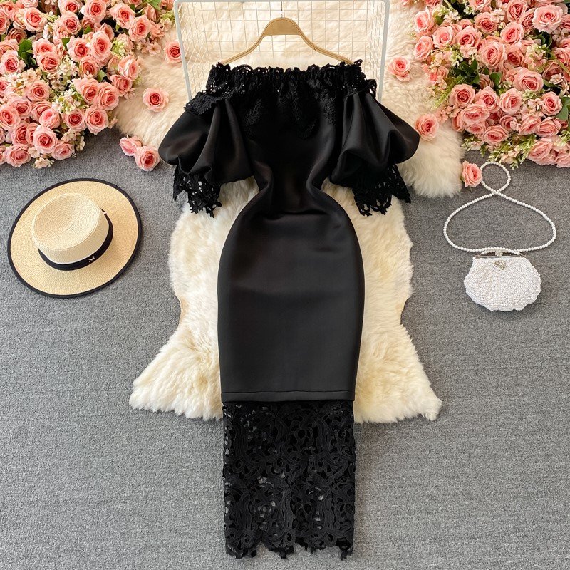 Sexy Hollow Out Lace Bodycon Long Dress Women Elegant Red/Pink/White Boat Neck Patchwork Maxi Party Vestidos 2023 Autumn New