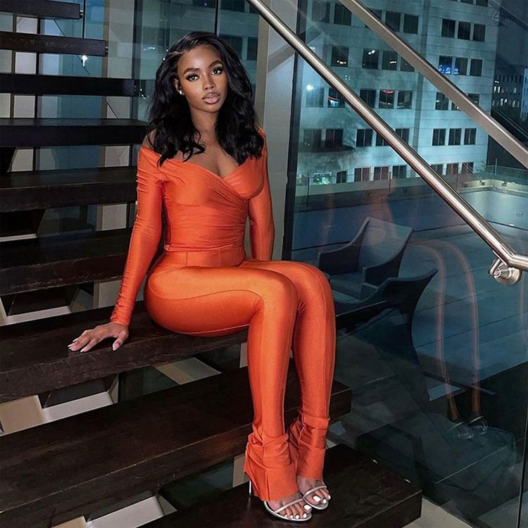 35204 Private Label Custom 2 Piece Pant Set Lounge Wear Women's Set