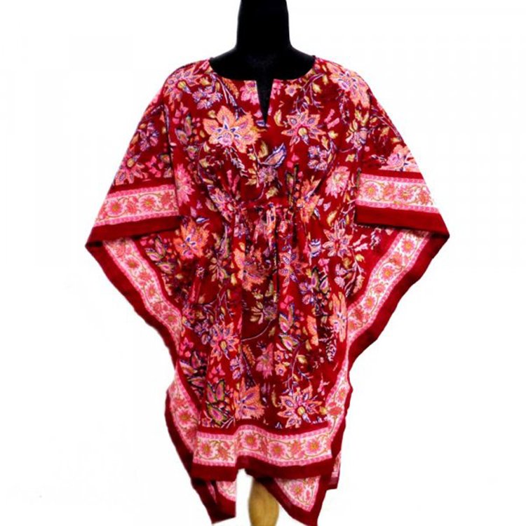Kaftan Dresses Women Free Size Pure Cotton Hand Block Printed Fashionable Beach Kaftans For Sale At Best Price