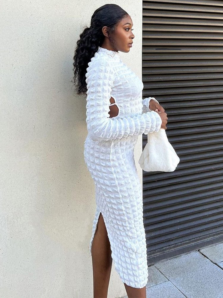 Charm Bodycon Dress 2023 Bandage Bubbles Backless Ruffles Dress Casual Dresses