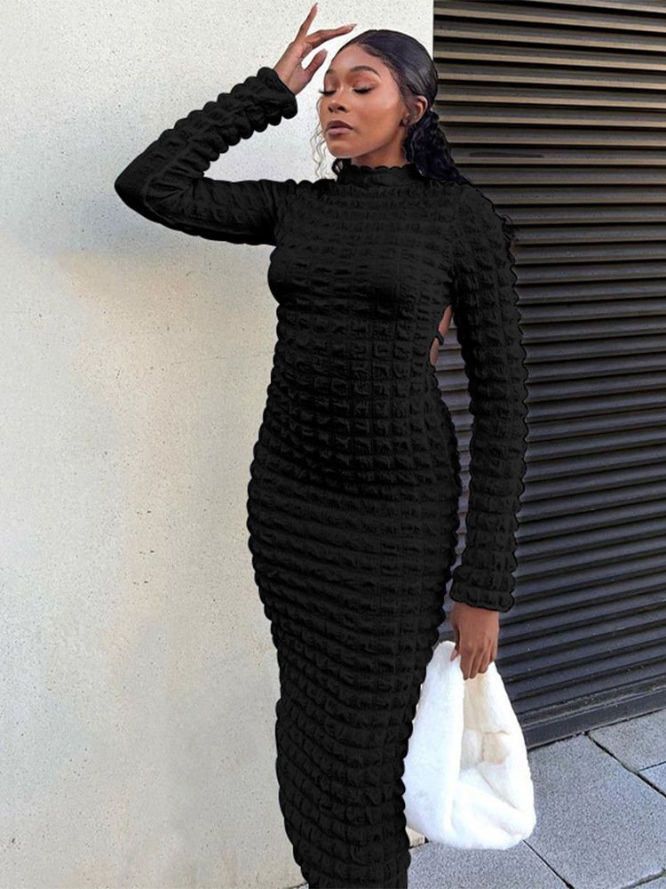 Charm Bodycon Dress 2023 Bandage Bubbles Backless Ruffles Dress Casual Dresses