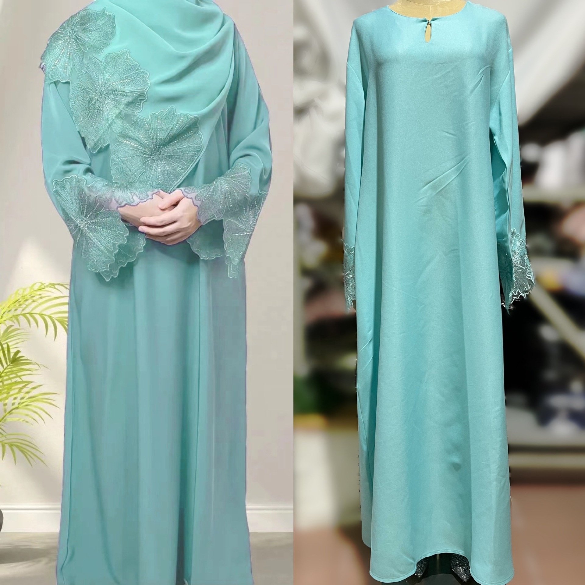 Luxury Women Lace Embroidery Abaya Nikah Nursing Muslim Dress Caftan Party Grown Prom Marocain Dubai Turkish Islamic Clothing