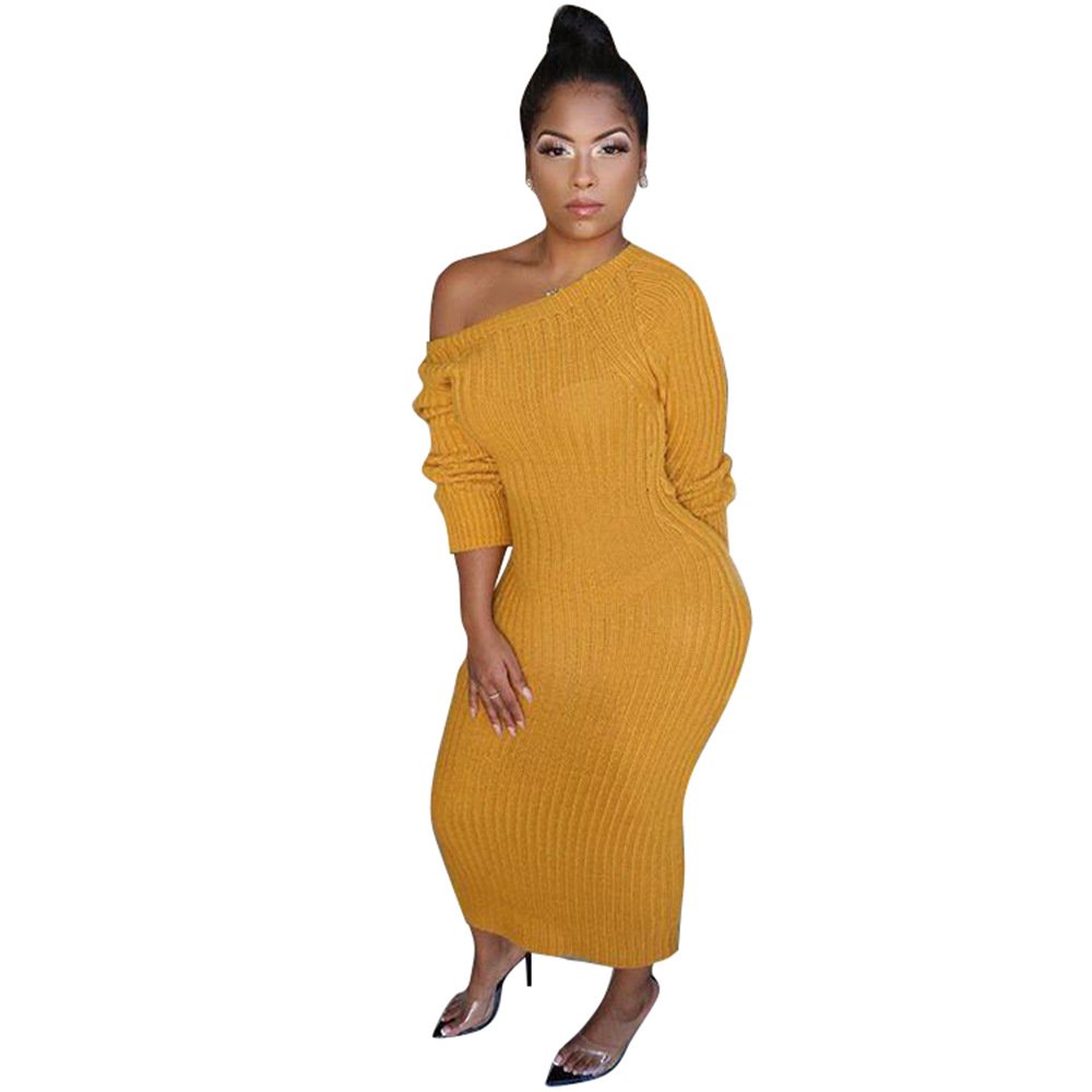2022 Spring sweat dress Wholesale Robe hollow out ribbed long sleeve solid color stylish sexy women maxi elegant casual dresses
