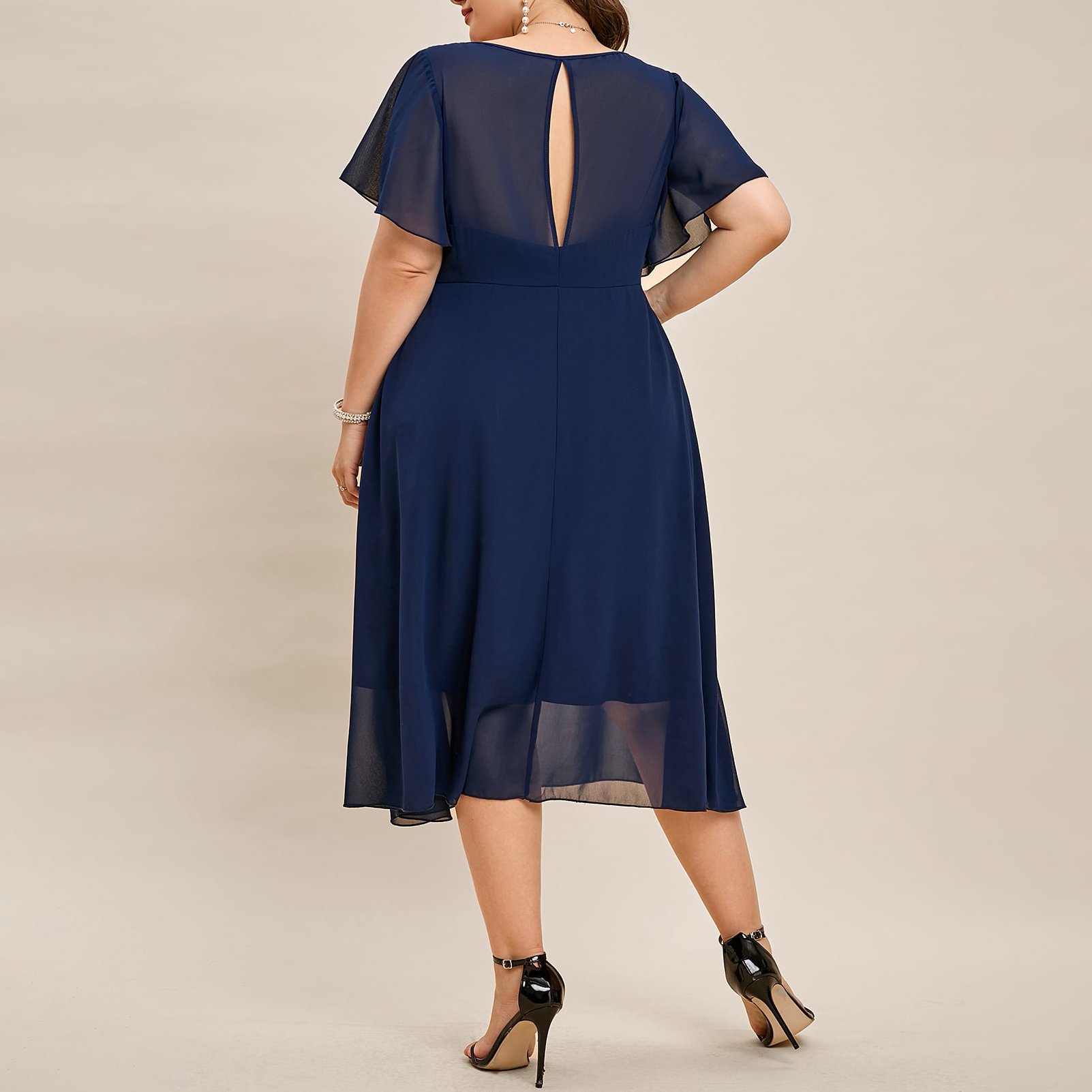Custom Butterfly Sleeve Chiffon Bridesmaid Midi Elegant Womens Dresses Ladies Plus Size Casual Party Dress