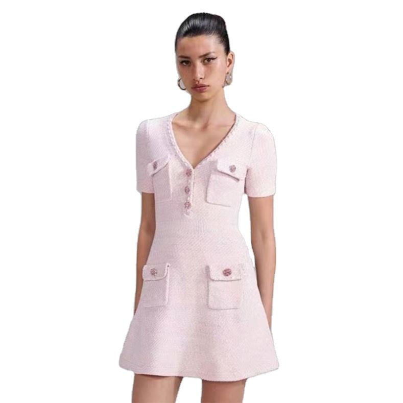 Bettergirl Autumn 2024 New Arrivals Knitted Dress Women Wool Casual Short Sleeve Sweater Dress Office Lady Wear Full Summer 1000
