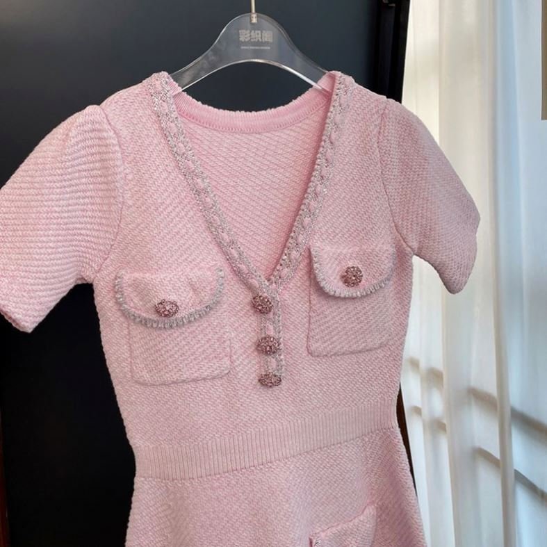 Bettergirl Autumn 2024 New Arrivals Knitted Dress Women Wool Casual Short Sleeve Sweater Dress Office Lady Wear Full Summer 1000