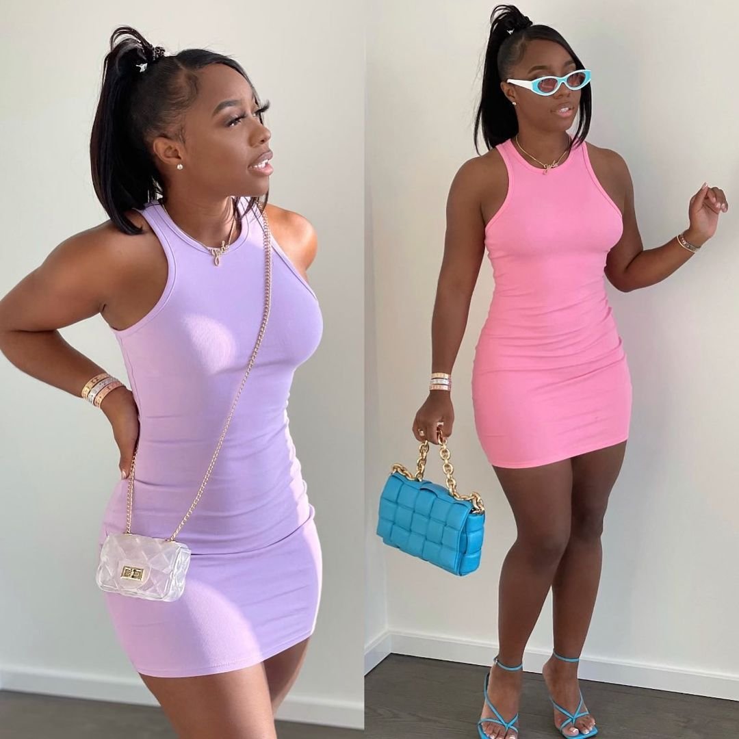 2024 new arrivals Wholesale Fashion Summer Women Blank Plain Dresses Casual Cotton Sexy Sleeveless Tank Top Dress