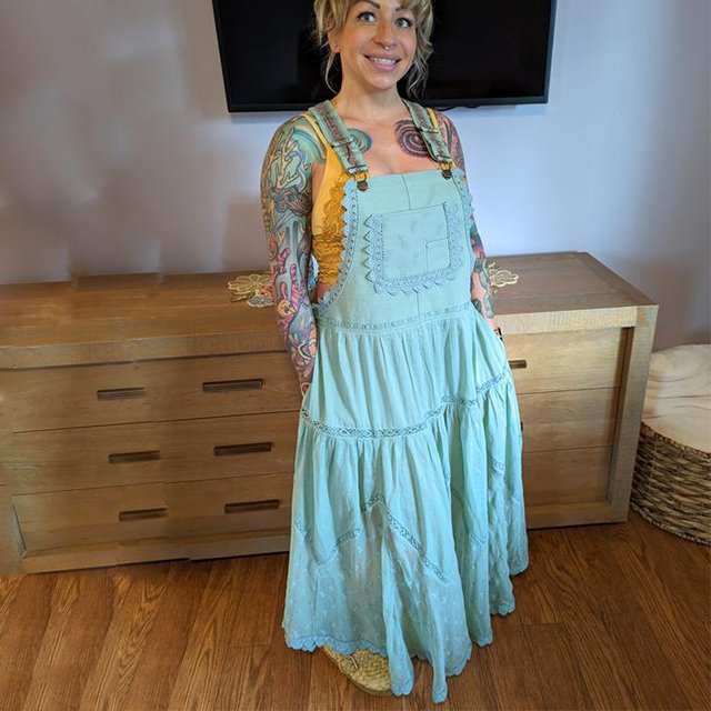 Customized Wholesale women's dresses bib-and-brace silhouette and tiered skirt embroidered piecing throughout