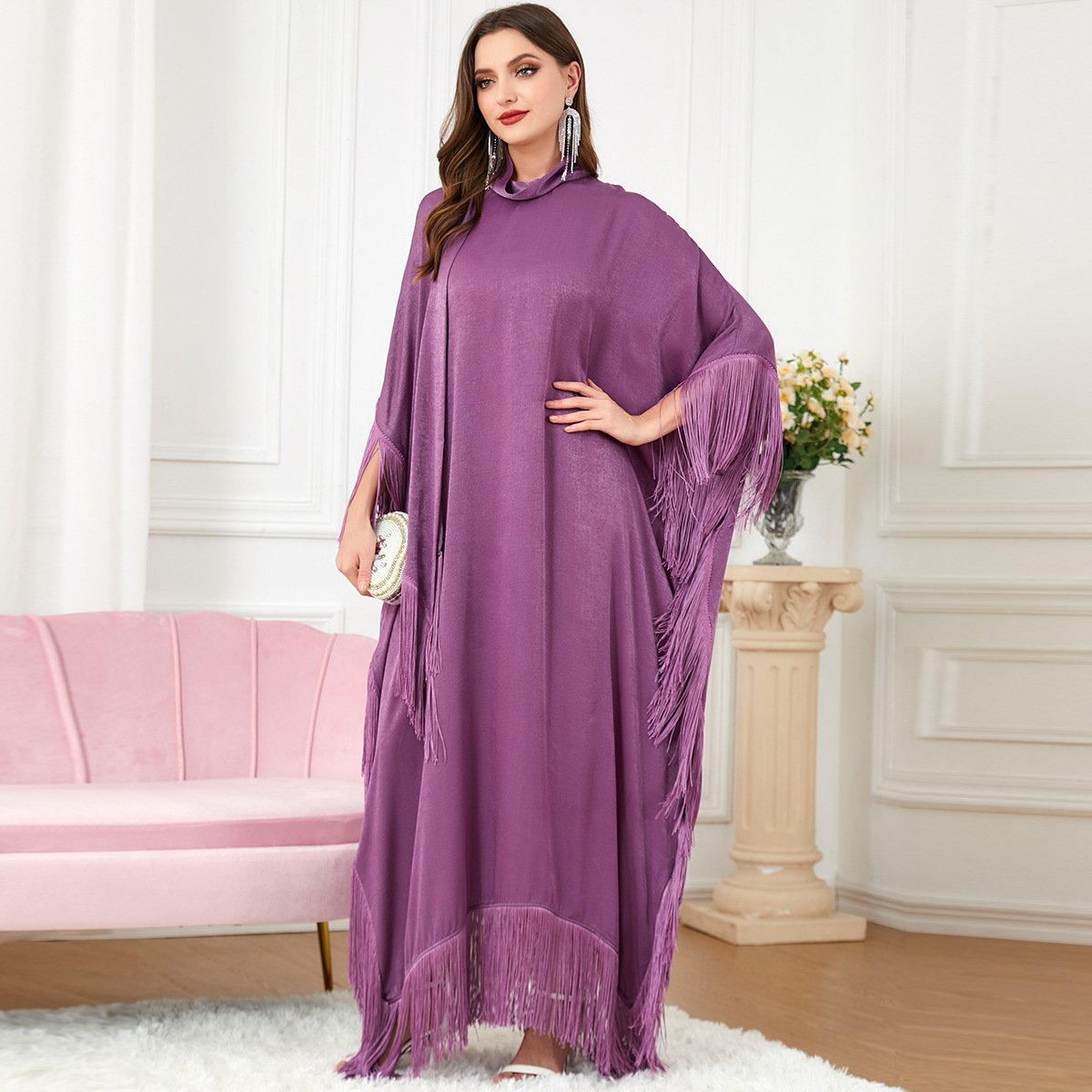 3297Manufacture Eid dubai islamic clothing abaya women muslim dress free size pinnk dresses muslim women