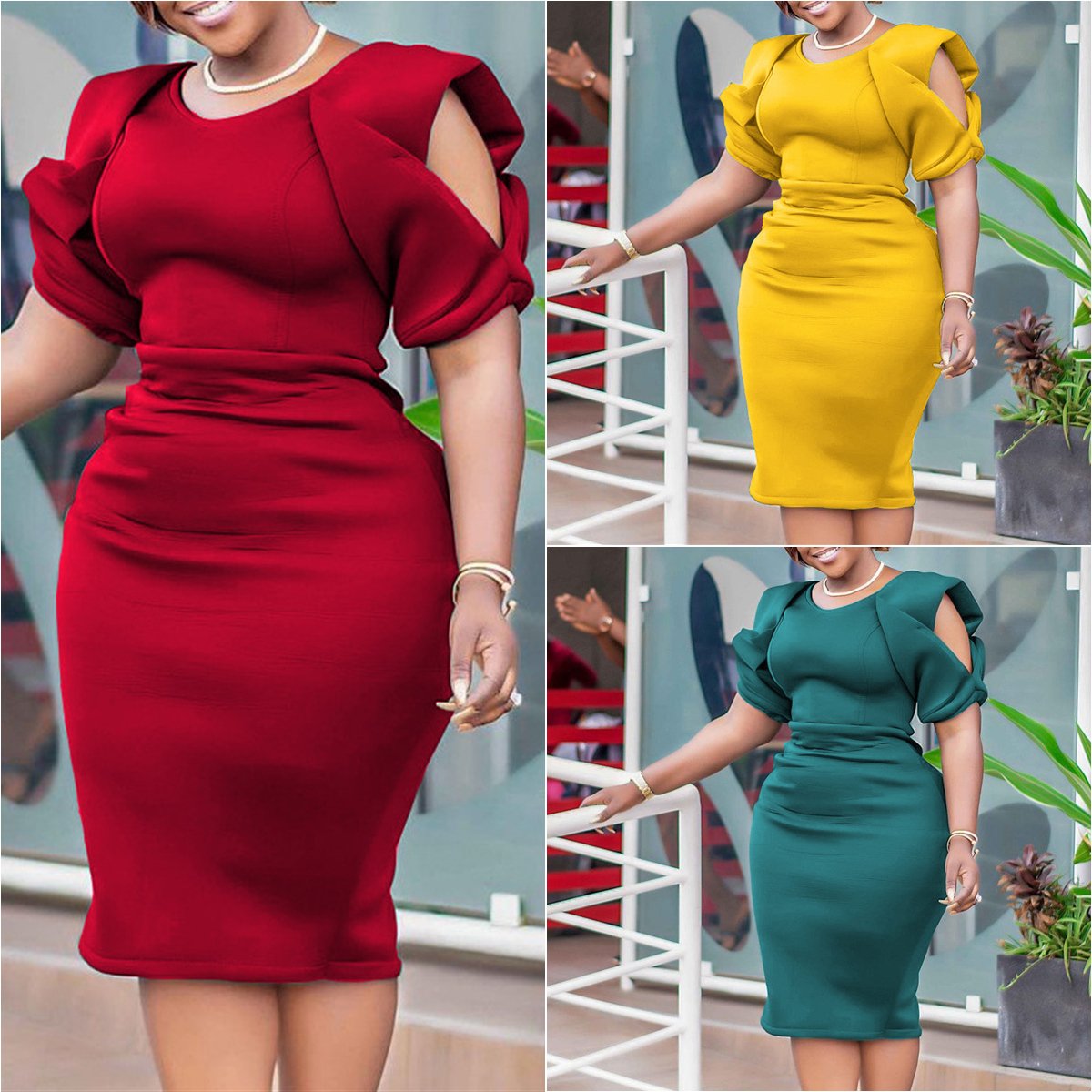 QUEENA D289 Solid Color Casual Dresses Women Lady Elegant Short Sleeve Slim Ladies Office Dresses Women Summer Dress 2023