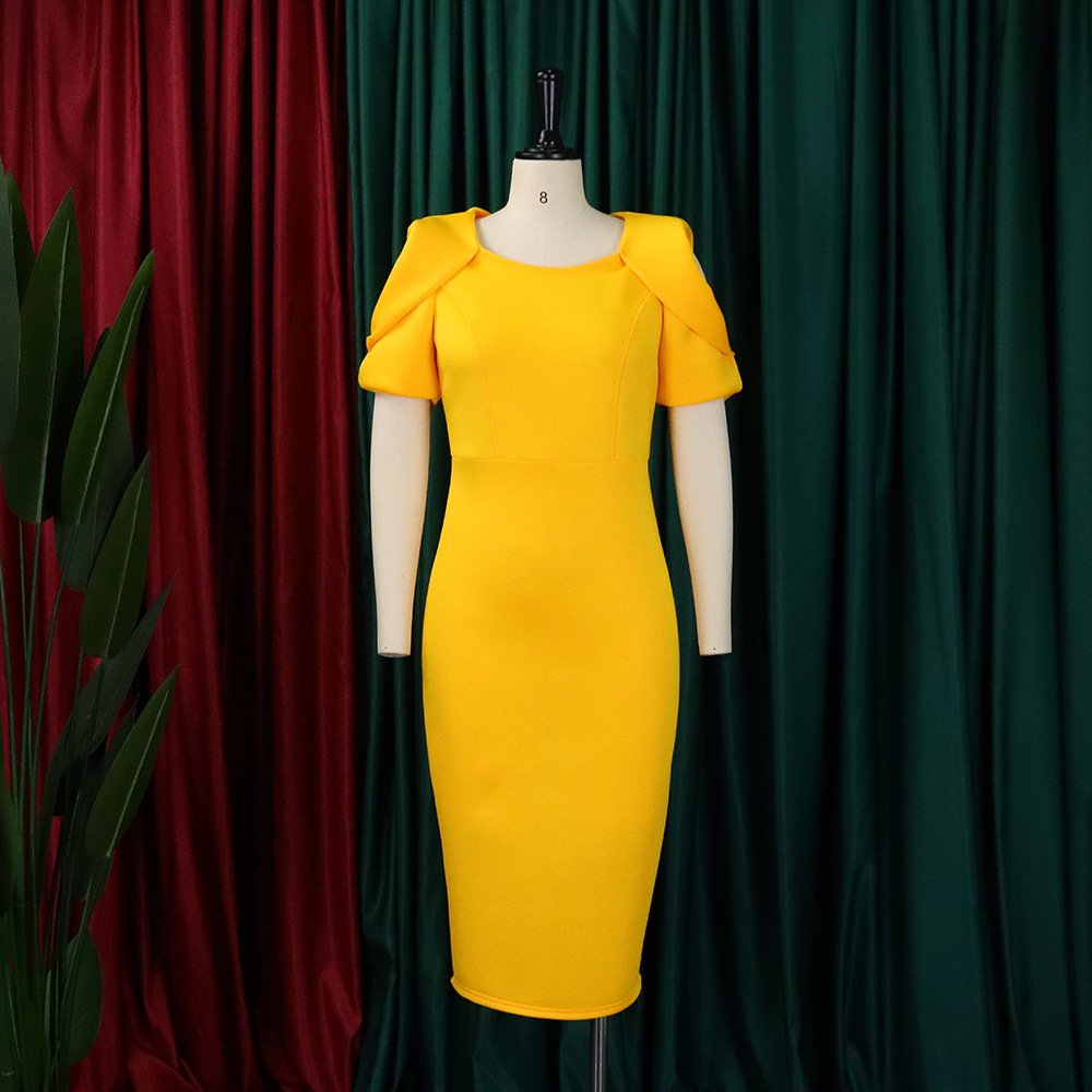 QUEENA D289 Solid Color Casual Dresses Women Lady Elegant Short Sleeve Slim Ladies Office Dresses Women Summer Dress 2023