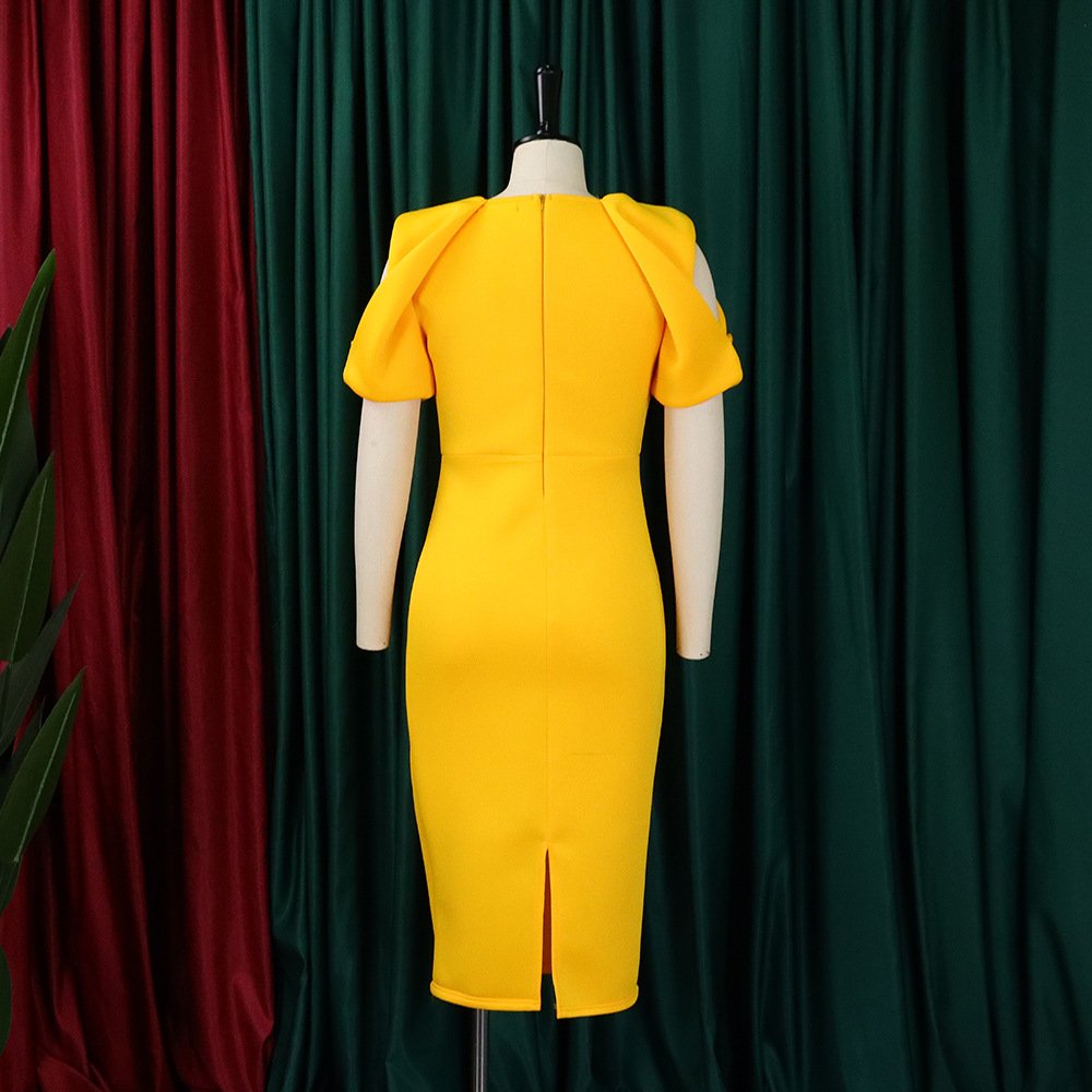 QUEENA D289 Solid Color Casual Dresses Women Lady Elegant Short Sleeve Slim Ladies Office Dresses Women Summer Dress 2023